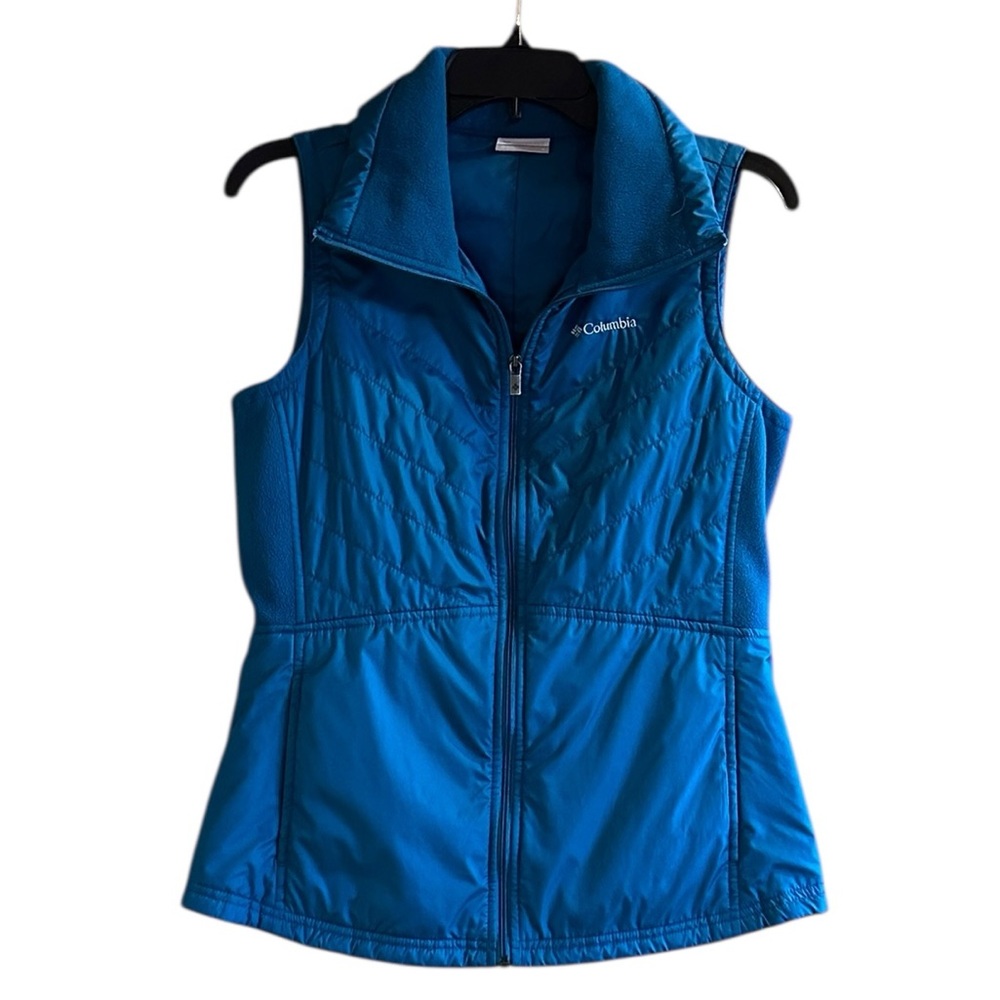 COLUMBIA Womens S Zip Front Vest Hiking Outdoor Jacket Top TEAL Blue Quilted